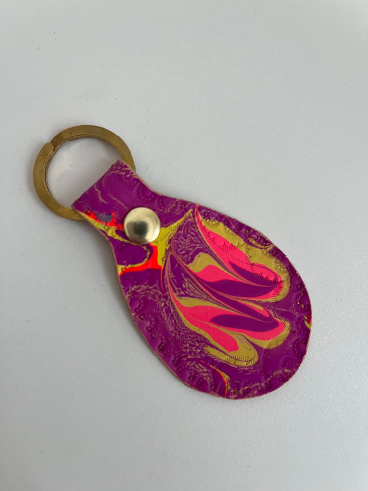 Image of Pink/Purple/Yellow Marbled Keychain 
