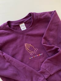 Image 3 of Hand Embroidered Crewneck Sweatshirt - “GOD IS A WOMAN” - L