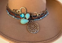 Image 4 of Brown Cowboy Hat Crystal, Bead and Chain Band