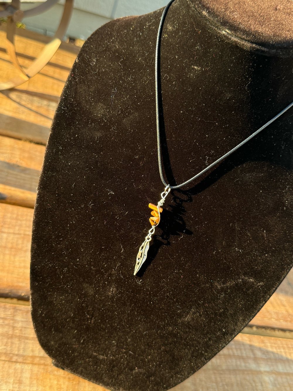 Image of "Connection to Earth" Necklace w/ Tiger's Eye (Sterling Silver plated chain)