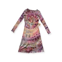 Image 1 of XL Rib Knit Long-Sleeve Dress in Autumn Spiral Ice Dye