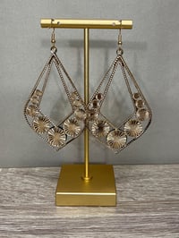 Image 2 of DIAMOND shape boho faux turquoise earrings 