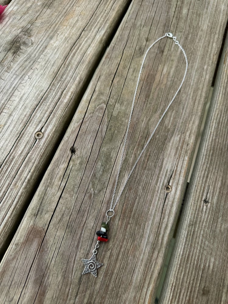 Image of Free Palestine Necklace (Sterling Silver Plated chain - Star)