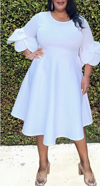 Image of SUPER TECHNO TULIP SLEEVES FLOWY DRESS