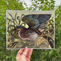 Image 1 of green heron print