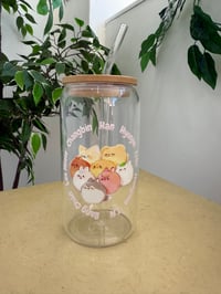 Image 1 of Skzoo stray kids glass cup with straw 