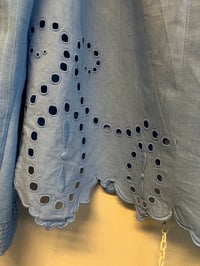 Image 4 of Blue puff sleeve shirt (small)