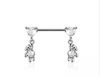 Image 1 of Teddy Bear Cz Heart Nipple Ring  