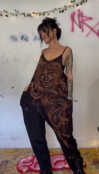 Image 3 of “MEDUSA” CUSTOM BLEACH PAINTED BAGGY ROMPER SMALL