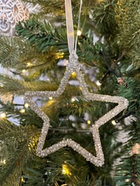 Image 1 of Silver beaded star 10cm