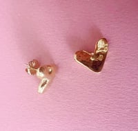 Image 3 of Molten Vermeil Heart Earrings 