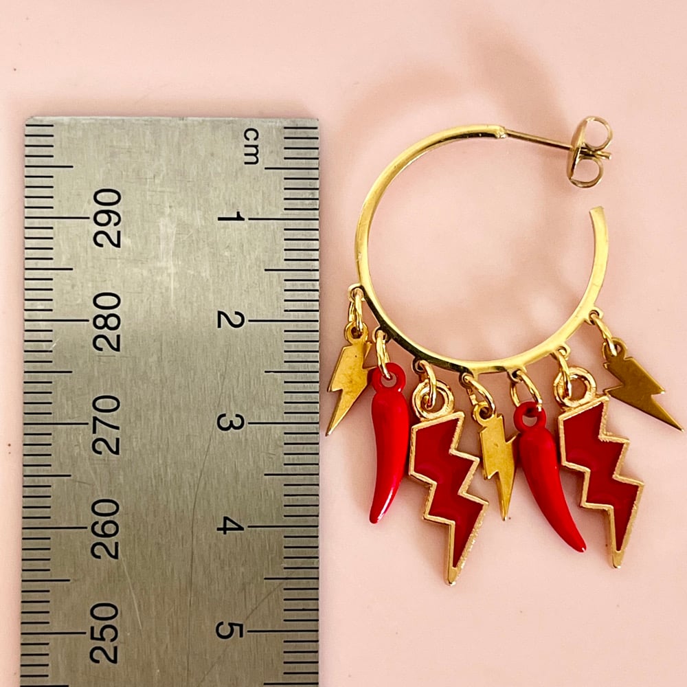 Image of One of a Kind Earrings - Red Lightning Bolts