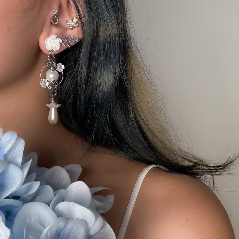 Image of White Rose Earrings