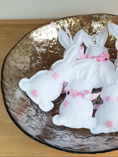 Image of Rustic Hanging Linen Easter Bunny Decoration