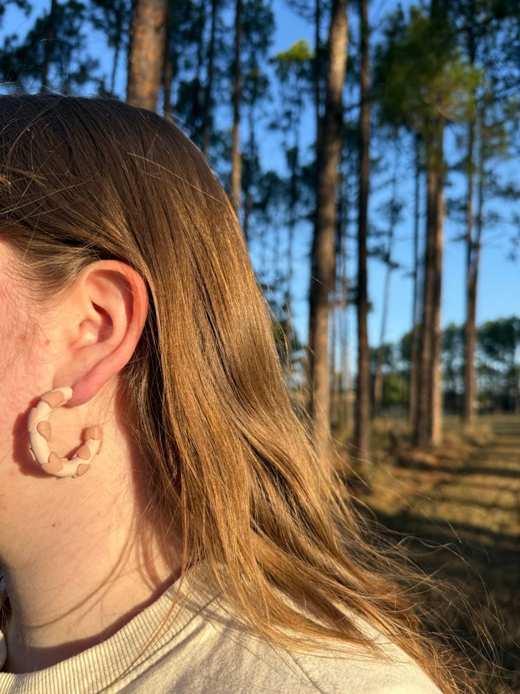 Image of Autumn heart chunky hoops 