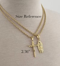 Image 3 of 14k EP Cross Pendant With Rope Chain 
