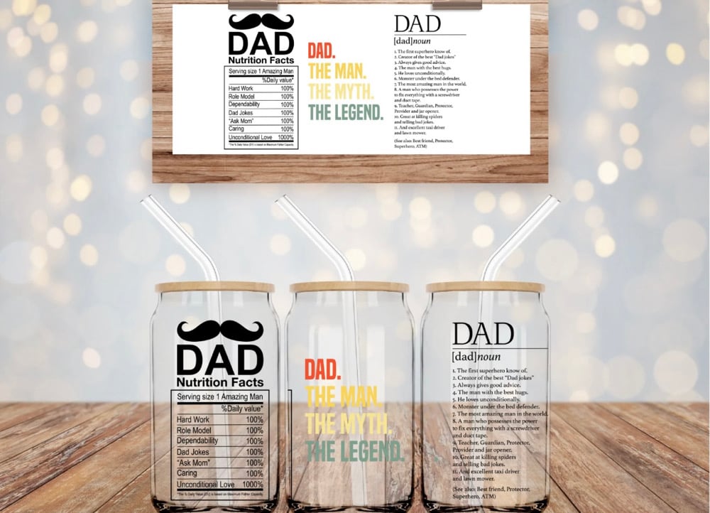 Image of pick a dad 16oz glass can cup