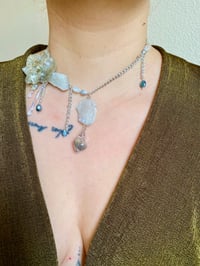 Image 2 of 🤍Lichen Raw Quartz Crystals Orchid Necklace🤍