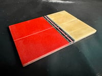 Image 3 of White Giraffe Bone & Red Glass Segmented Knife Scales
