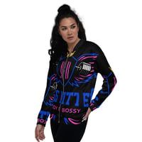 Image 4 of BOSSFITTED Black Neon Pink and Blue Unisex Bomber Jacket