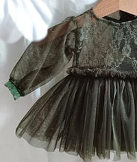 Image 2 of Newborn girl dress for photoshoot |forest  green | Christmas