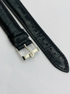 Image of 20mm CROC PADDED MENS LEATHER STRAP FOR OMEGA WATCH.BLACK.TOP QUALITY.HEAVY DUTY.VINTAGE BUCKLE