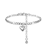 Image 1 of Heart-Accent Cuban Link Anklet
