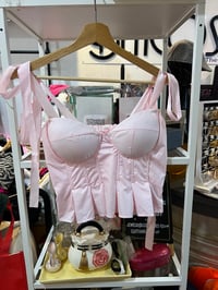 Image 1 of pink tie bow bustier 