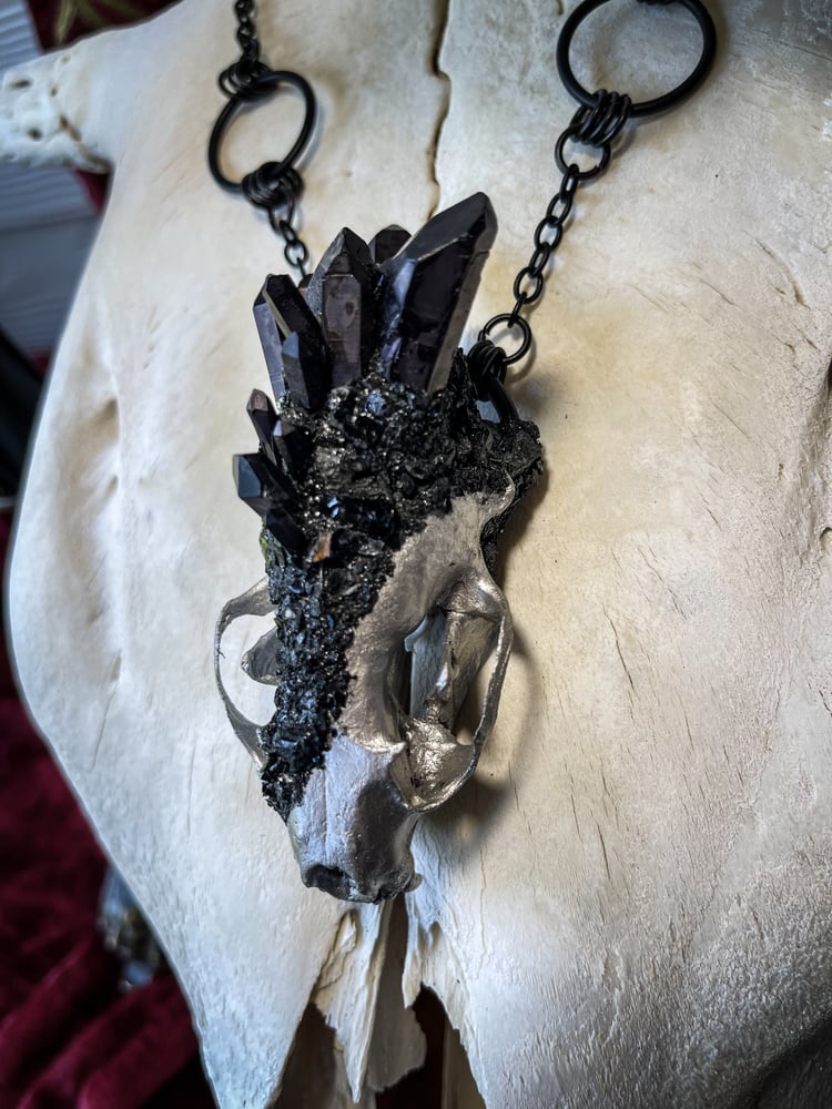 Image of Embellished Mink Skull - Chain Necklace 