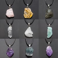 Image 2 of 1PC Natural Crystal Rough Stone Amethyst Pendant Energy Healing Gemstone Amethyst Necklace Charms Ch