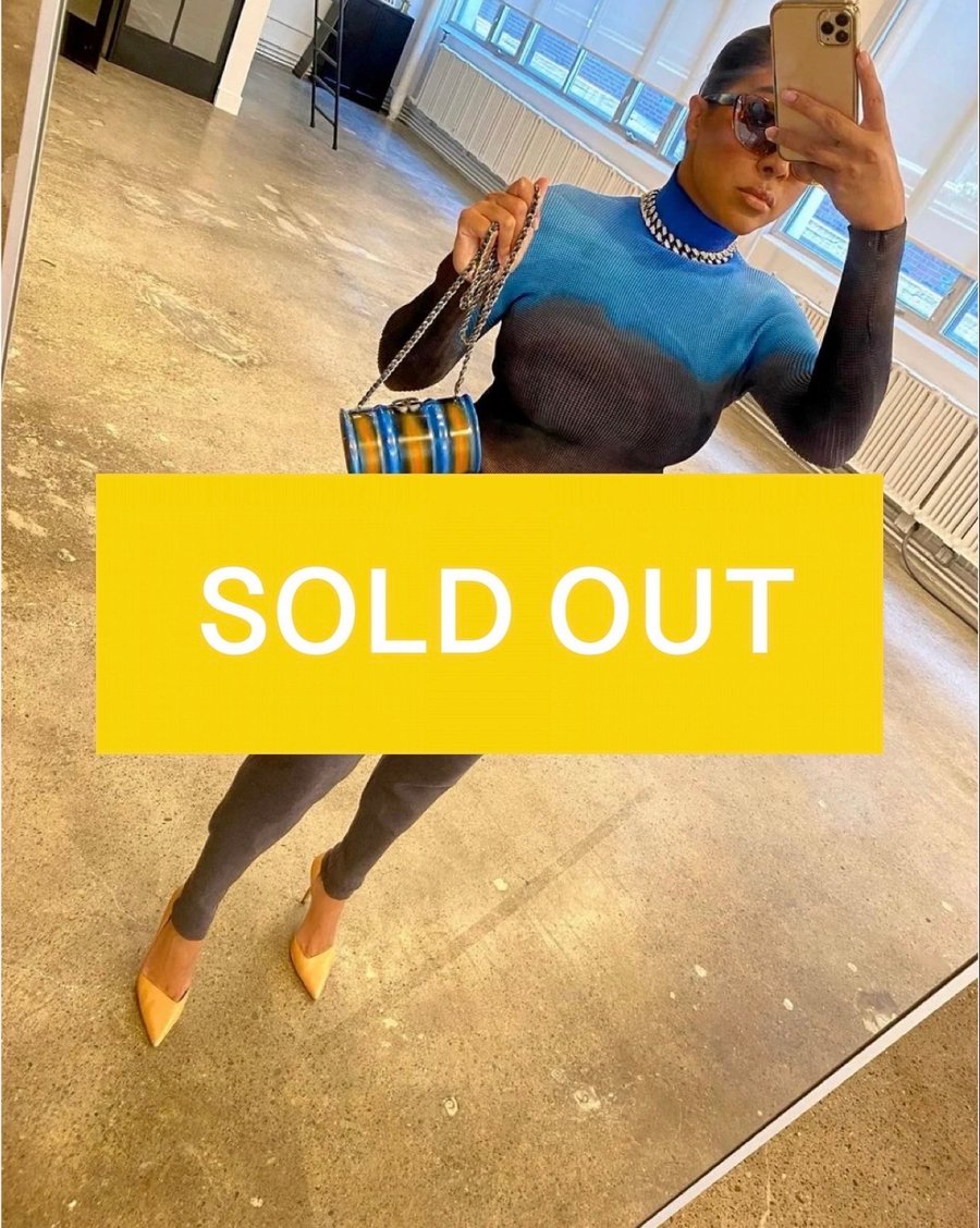Image of OMBRE TRI-TONE CRINKLE TURTLENECK TOP (OS)