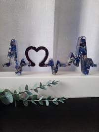 Image 1 of Epoxy Resin Art Heartbeat Crystal Decor with Garnet & Sodalite 