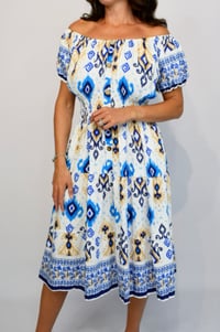 Image 2 of Aztec Placement Print Button Midi Dress