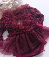 Image 2 of Baby girl body-dress for photoshoot | Mili | burgundy | 0-3 months