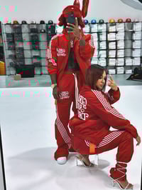 Image 5 of  GIRLS ARE DRUGS® HOODIE TRACK JACKET - RED / WHITE