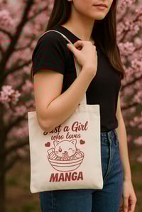 Image 1 of 🩷 Tote Bag “Just a Girl who loves Manga/Anime – édition Kyashi Waii