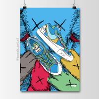 Image 1 of Sneaker Poster Nike Blazer Low x KAWS x Sacai “Neptune Blue”