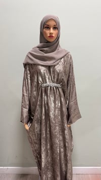 Image 5 of Korean shimmer fabric Puff sleeves butterfly Abaya comes with a matching scarf 