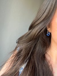 Image 3 of Blue Flower Huggies 18k Gold Plated