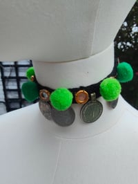 Image 1 of 🧿Festival choker pompoms Green