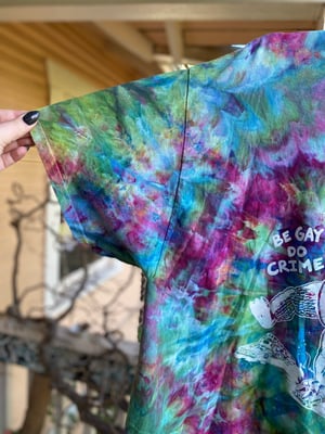 Image of 2XL Godzilla Be Gay Do Crime Tie Dye Shirt 2