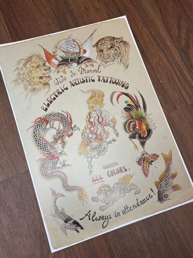 Image of WIDO DE MARVAL “Electric Artistic Tattooing” Print