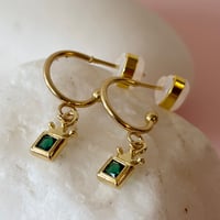 Image 1 of Mini Green Crown Half Hoops