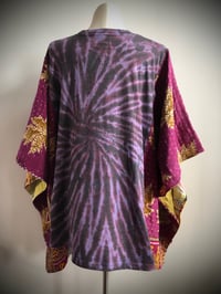 Image 3 of Upcycled “Tie Dyed Janis Joplin” kantha quilt poncho