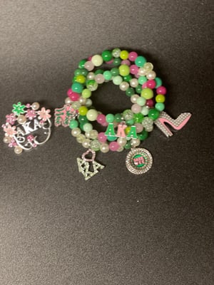 Image of Pink and Green Five charm Bracelets 