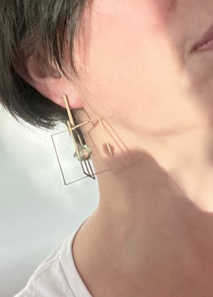 Large cage with large cloud earrings 
