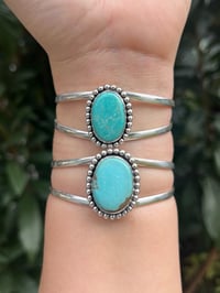 Image 4 of Sterling Silver Beaded Turquoise Cuff