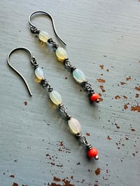 Image 4 of ethiopian opal and antique coral earrings