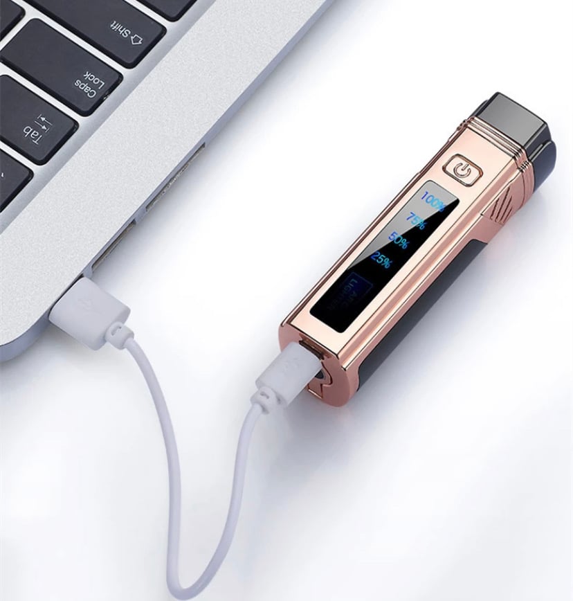 Image of Cigar Torch lighter Multi Functional Torch Electric switch Triple jet flame Gas torch cigar lighter