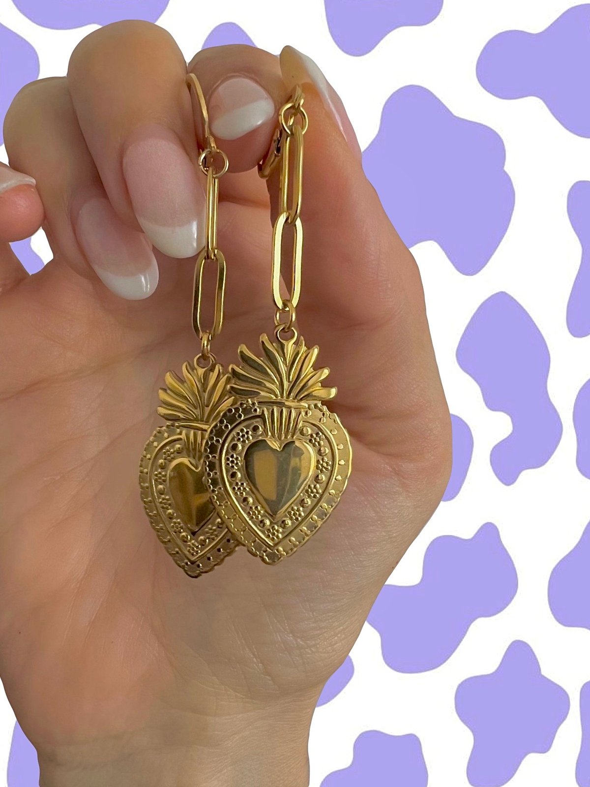 Heart on sale chain earrings